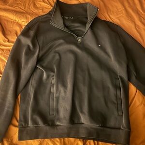 Tommy Hilfiger Men's black scuba knit quarter-Zip Sweater